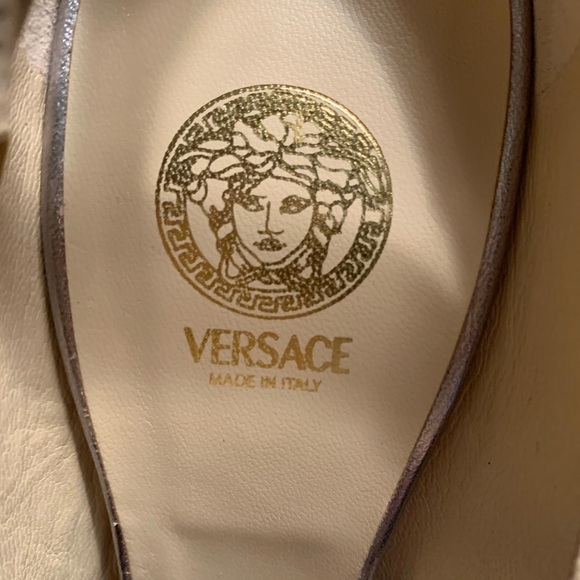 Versace Metallic Heeled Sandals - Picture 7 of 8